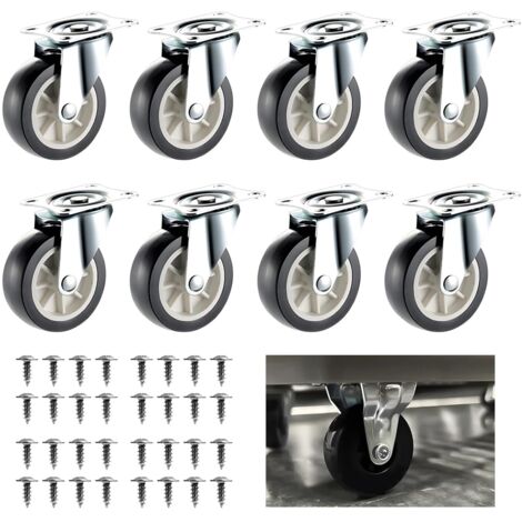 Lot de 8 Petites Roulettes Pivotantes 360° avec Vis - Universelles pour Meubles & Boîtes de Rangement