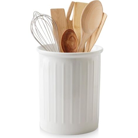 Porte-ustensiles En Céramique Blanc - 14,5x12,5x9,5cm - Rangement Comptoir Cuisine - Design épuré Vase Déco Blanc Rustique Porte-ustensiles En Céramique Blanc - 14,5x12,5x9,5cm - Rangement Comptoir Cuisine - Design épuré Vase Déco Blanc Rustique