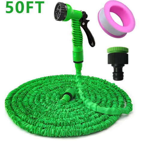 Tuyau d'Arrosage Extensible 15M – Tuyau Arrosage avec Pistolet – Tuyaux d'Arrosage pour Jardinage – Compact et Pratique – Vert (1/5)