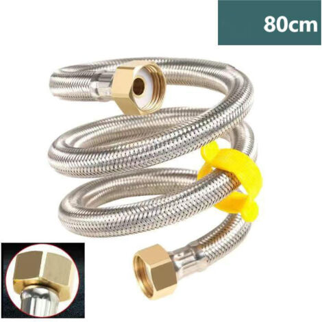 G 1/2" Tuyau Flexible Tressé en Acier Inoxydable Tuyau de Plomberie d'Eau pour Salle de Bains Robinets de Toilettes Évier, 80cm (1/5)