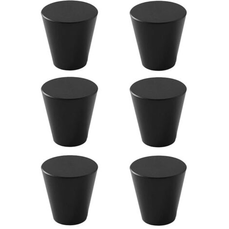 6 Boutons de Meuble Noir, Moderne Poignée Ronde Armoire, Petits Boutons de Tiroir, Métal Boutons de Porte, 20x23mm (1/5)
