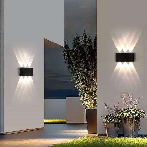 2 Pack Applique Murale Extérieur/Intérieur LED Appliques Extérieure 6W imperméable moderne en aluminium(Noir lumière chaude) (1/5)