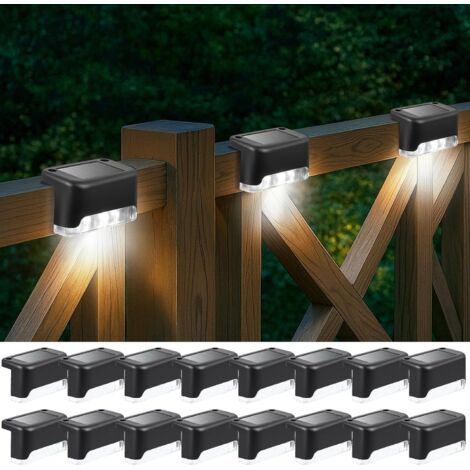 Lampe Solaire Exterieur Jardin, Lot de 16 Lumière d'Escalier Solaire, LED Eclairage Extérieur Solaires Étanche,Couleur: Blanc (1/5)
