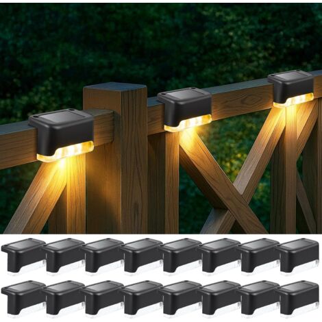 Lampe Solaire Exterieur Jardin, Lot de 16 Lumière d'Escalier Solaire, LED Eclairage Extérieur Solaires Étanche,Couleur: Chaud (1/5)