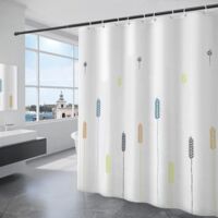 Cortina de ducha blanca de 180x200CM, tela de poliéster impermeable, cortina de baño lavable a máquina con 12 ganchos