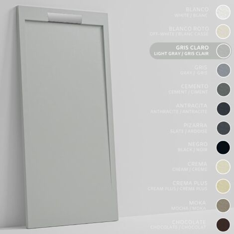 SOULBATH Piatto doccia- Resina -Gel Coat -Texture liscia/pietra -GRIGIO CHIARO - Antiscivolo - 170x90- Extra piatto 3cm- Design elegante (1/5)