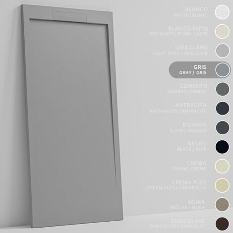 SOULBATH Piatto Doccia Ultra Sottile Antiscivolo – Resina Gel Coat - Finitura Liscia/Pietra – GRIGIO - 130X70 - Griglia integrata in tinta (1/5)