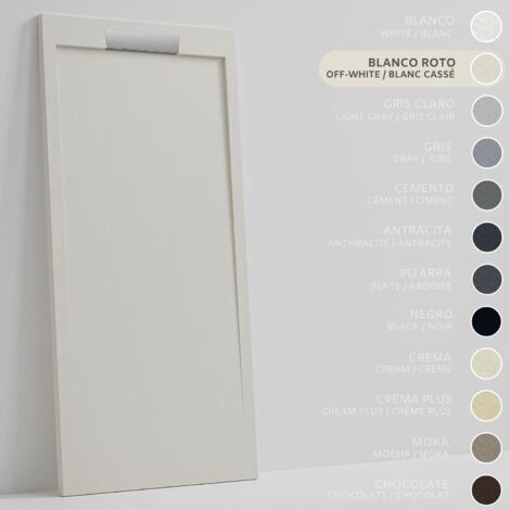 SOULBATH Piatto doccia- Resina -Gel Coat -Texture liscia/pietra -BIANCO SPORCO - Antiscivolo - 110x90- Extra piatto 3cm- Design elegante