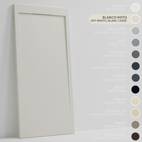 SOULBATH Piatto Doccia Ultra Sottile Antiscivolo – Resina Gel Coat - Finitura Liscia/Pietra – BIANCO SPORCO - 140x90 - Griglia integrata in tinta (1/5)