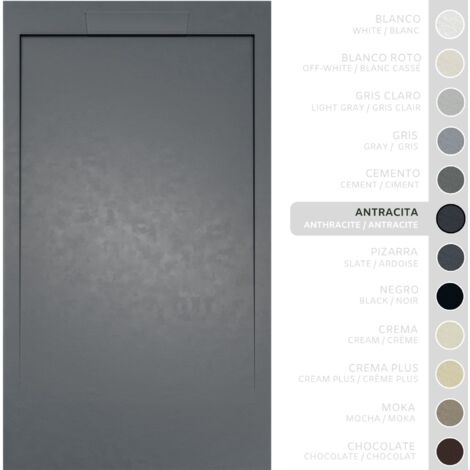 SOULBATH Piatto Doccia Ultra Sottile Antiscivolo – Resina Gel Coat - Finitura Liscia/Pietra – ANTRACITE - 150x80 - Griglia integrata in tinta (1/5)