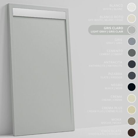 SOULBATH Piatto doccia- Resina -Gel Coat -Texture liscia/pietra -Antiscivolo -Colore Grigio - 160x80- Extra piatto 3cm. Griglia Inox (1/5)