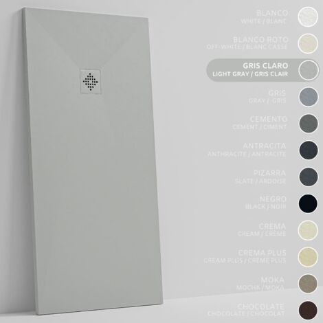 Piatto doccia- Resina -Gel Coat -Texture liscia/pietra -Antiscivolo -Colore Grigio Chiaro - 80X70- Extra piatto 3cm. GRIGLIA STESSO COLORE (1/5)