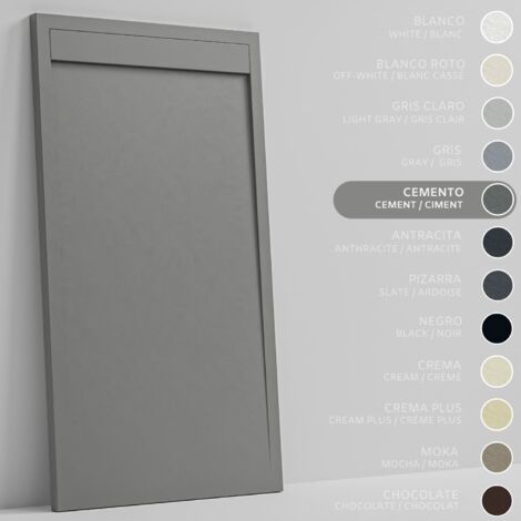 SOULHOME Piatto doccia- Resina -Gel Coat -Texture liscia/pietra -Antiscivolo -Colore Grigio Cemento - 110x90- Extra piatto 3cm. Design minimalista