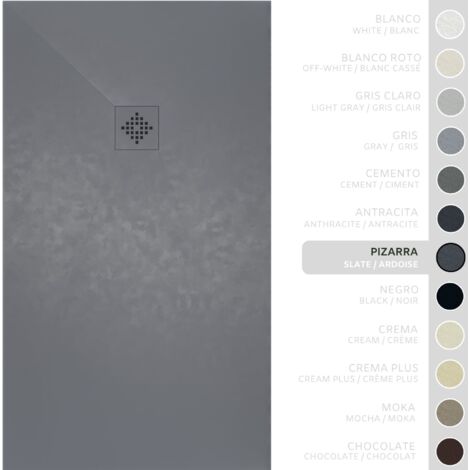 Piatto doccia- Resina -Gel Coat -Texture liscia/pietra -Antiscivolo -Colore Ardesia - 80X70- Extra piatto 3cm. GRIGLIA STESSO COLORE (1/5)