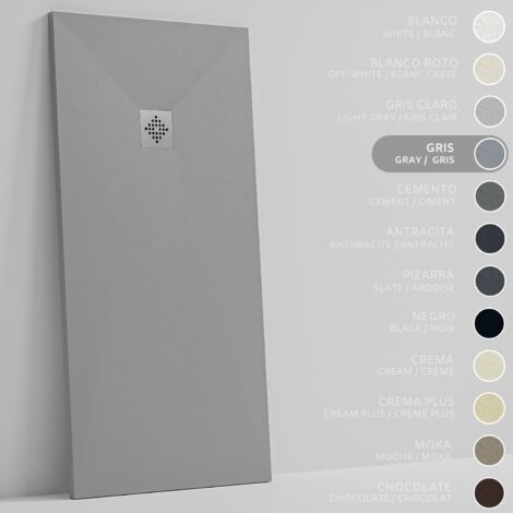 SOULHOME Piatto doccia- Resina -Gel Coat -Texture liscia/pietra -Antiscivolo -Colore Grigio - 80X70- Extra piatto 3cm. Standard (1/5)