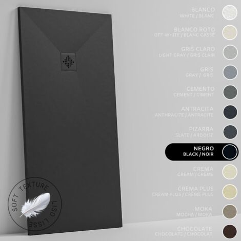 Piatto doccia- Resina -Gel Coat -Texture Liscio Seta -Antiscivolo -Colore Nero - 180x90- Extra piatto 3cm. GRIGLIA STESSO COLORE (1/5)