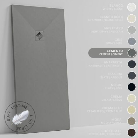 Piatto doccia- Resina -Gel Coat -Texture Liscio Seta -Antiscivolo -Colore Grigio Cemento - 160x80- Extra piatto 3cm. GRIGLIA STESSO COLORE (1/5)