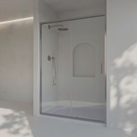Box Doccia scorrevole + fisso, con profilo inferiore, vetro sicurezza 6 mm anticalcare, 113,5 a 118 cm x 195cm H, REVERSIBILE, Argento