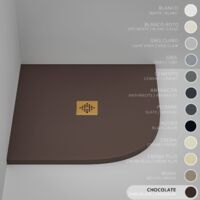 Piatto Doccia Semicircolare SOULHOME Resina e Carica Minerale Antiscivolo 90x90 cm Cioccolato - Griglia DORATA