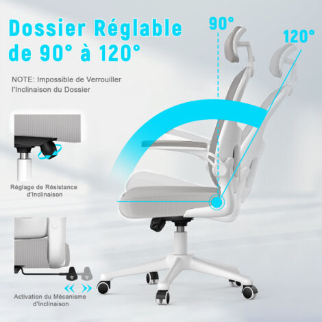 LarkLeaves Sedia Ufficio Ergonomica con Schienale Regolabile 5 Livelli/Supporto Lombare 2D per Ufficio/Casa/Gaming, Poggiatesta 3D + Cuscino Cervicale, Poggiapiedi Retrattile, Ruote Silentec, Grigio