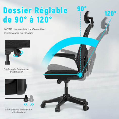 Sedia Da Ufficio Con Supporto Lombare, Sedia Scrivania Ergonomica Brac Regolabili Altezza Regolabile Schienale In Rete Traspirante Oscillante Con Ruote Girevoli Poggiatesta Con Poggiatesta