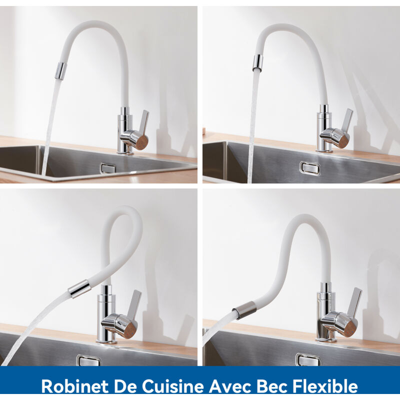 Robinet Rotatif Mural Chromé - Bec Pivotant Commande Unique - Alliage Zinc - 30cm - Cuisine Ou Salle De Bain - 9