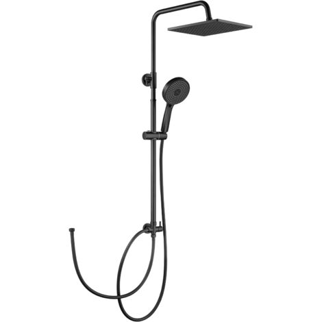 Sofetiy Max Colonne de Douche Noir, Système de Douche avec Douchette, Set Kit de Douche sans Mitigeur en Acier Inox Réglable en Hauteur (1/5)