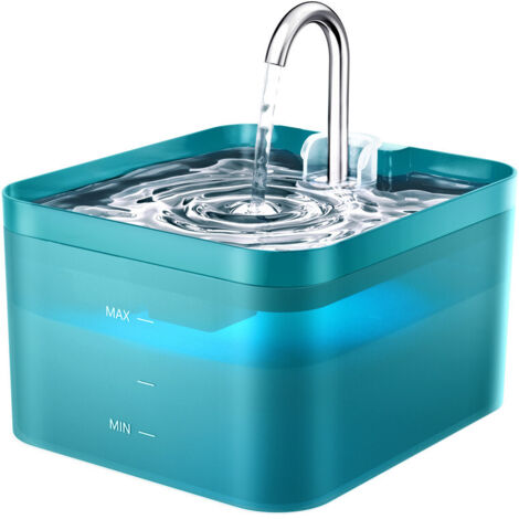 Fontaine à chat Fontaine à eau pour chat de 2,2 L avec LED et filtre à charbon actif, silencieuse et facile à nettoyer