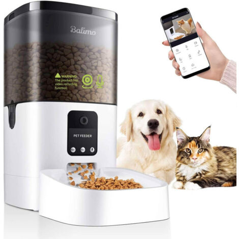 Distributeur de Croquettes Automatique 4L pour Chats Chiens avec Webcam WiFi Mangeoire Automatique de Nourriture avec Contrôle APP, Caméra HD 1080p, Vision nocturne Programmable 8 Repas par Jour(pour