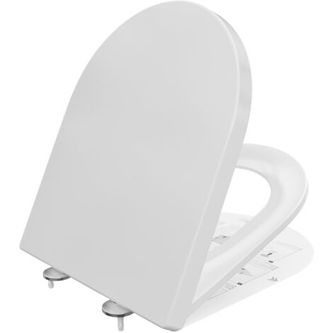 Abattant WC avec mécanisme de fermeture amortie, Duroplast Abattant WC à ouverture rapide de type D, capacité de charge jusqu'à 150 kg - Blanc