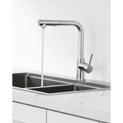 Anycee Max Robinet de cuisine avec douchette extractible, robinet d'évier rotatif à 360°, brossé (1/5)