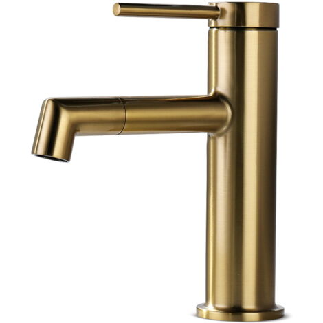 LONHEO Mitigeur de Lavabo Bec Pivotant 360° Robinet à Eau Chaude et Froide pour Vasque Robinet de Salle de Bain avec Barboteur démotable, Doré