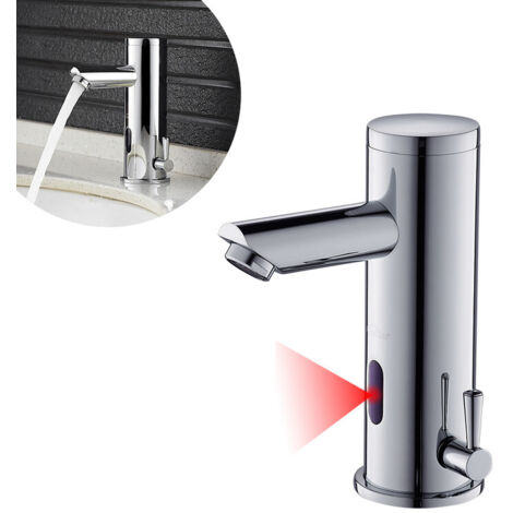 Auralum – Robinet mitigeur lavabo automatique à infrarouge – Laiton chromé – Détecteur sans contact – Installation facile sur plans de travail jusqu'à 40mm (1/8)