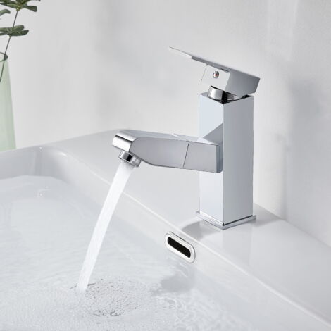 Robinet De Baignoire Noir Style Industriel Avec Douchette Extractible - Laiton, 2 Poignées, Installation 4 Trous - Débit Aéré