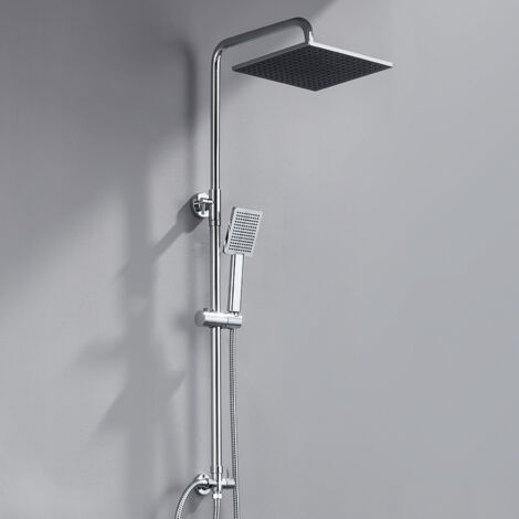 Auralum Max Colonne de douche sans mitigeur,kit complet de douche à effet pluie,pommeau de douche de 25,4 x 25,4 cm et douchette, barre de douche, chromé