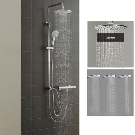 Cecipa – Colonne de douche chrome sans robinetterie – Douche à effet pluie 3 fonctions – Acier inoxydable – Hauteur réglable 2000mm – Tuyau flexible 1500mm (1/5)