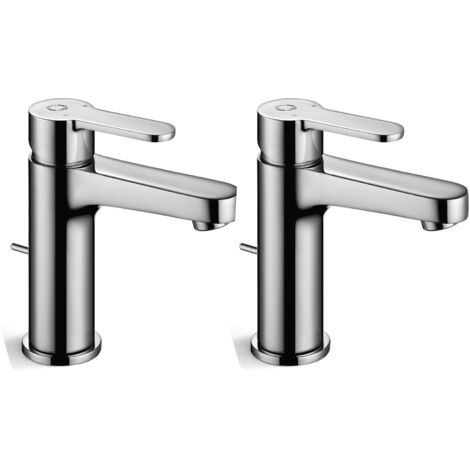 2PCS CECIPA Robinet de Lavabo Chrome, Robinet de Salle de Bain Avec Vidange Automatique, Mitigeur de lavabo pour Salle de Bain, Hauteur du Bec 112 mm