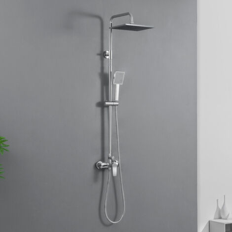 Auralum Colonne de Douche Mécanique, Colonne Douche Chromé, Hauteur Réglable 930 - 1300 mm pour Salle Bain, Mitigeur Douche avec Douchette et Pommeau de Douche