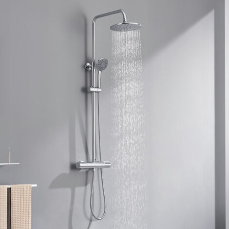 Auralum Colonne de Douche Thermostatique Chromé Ensemble de Douche 