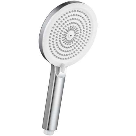 Pommeau de douche, douchette à main avec 4 jets, pommeau de douche de 127 mm, facile à nettoyer - Chrome + Blanc