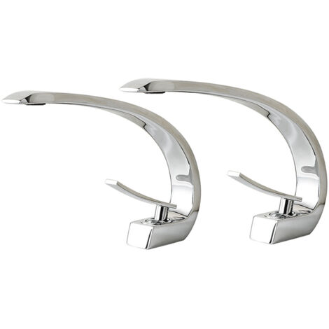 2×Auralum Robinet de Lavabo Cascade Mitigeur en Laiton Chromé pour Salle de Bain Design Élégant