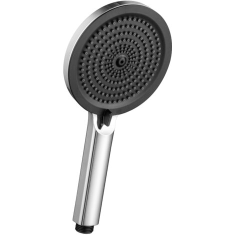 Pommeau de douche, douchette à main avec 4 jets, pommeau de douche de 127 mm, facile à nettoyer - Chrome + Noir (1/5)