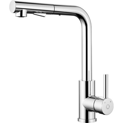 CECIPA Max Mitigeur Cuisine avec Douchette Extractible Robinet Cuisine avec 2 Types de Jets Mitigeur Évier en Acier Inoxydable, Rotatif 360°, Chrome (1/5)
