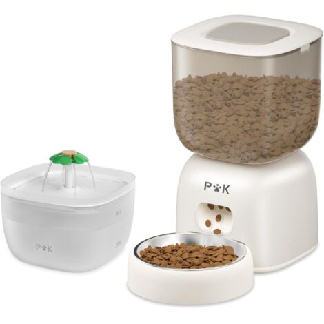 PUPPY KITTY PRO 3L Distributeur Croquette, Batterie jusqu'à 180 Jours, Vocal 10S, avec Fontaine à Chat 2L Gratuite, Blanc