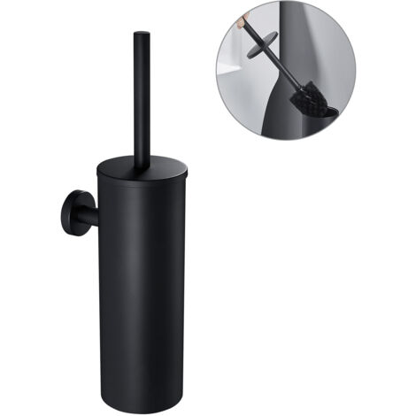 Auralum Brosse de Toilette Noir en 304 Acier Inoxydable Avec Brosse Antibactérienne Balayette WC pour Toilettes (1/5)