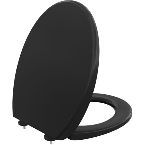 DERW max Noir Siège de Toilette en Forme de O, Siège de Toilette à Bouton Unique, Double Couche et épais, Siège de Toilette en Résine Urée-formaldéhyde