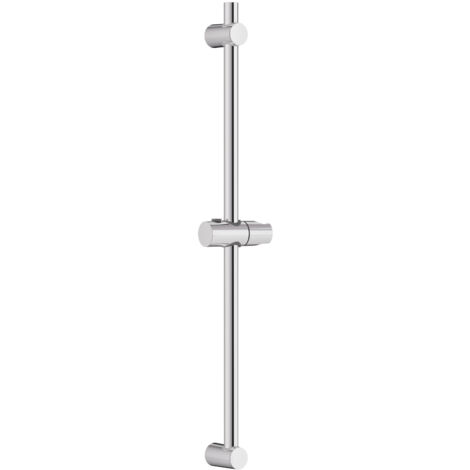 Barre de Douche Réglable, Barre Douch Acier Inoxydable 57cm Avec Support Réglable en Hauteur et en Angle, 71cm de Hauteur Totale, Chromé