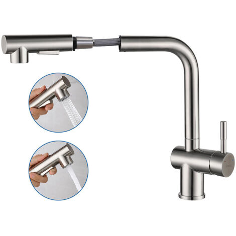 LONHEO MAX Robinet Cuisine Douchette Extractible, Mitigeur Cuisine, Robinetterie Evier Rotatif à 360°, 2 Modes de Pulvérisation, pour Cuisine, Bar, Camping (1/5)