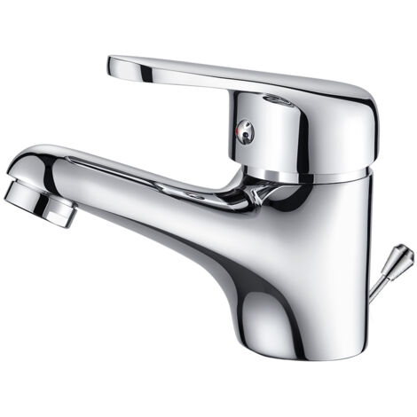 Auralum – Mitigeur lavabo avec tirette de vidage – Laiton chromé – Hauteur 105 mm – Débit 6,9 GPM – Installation facile sans pro (1/5)