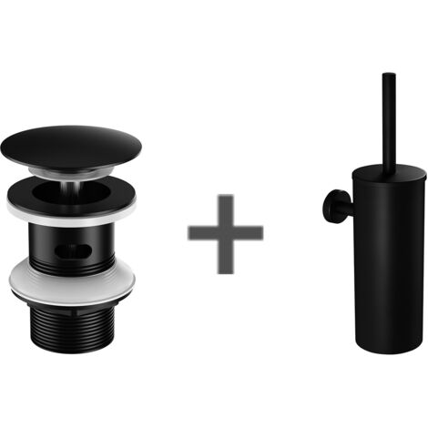 AuraLum 2PCS Bonde de Lavabo Bonde Pop-up avec Trop-plein Automatique Universelle Noir Vasque Baignoire Salle de Bain